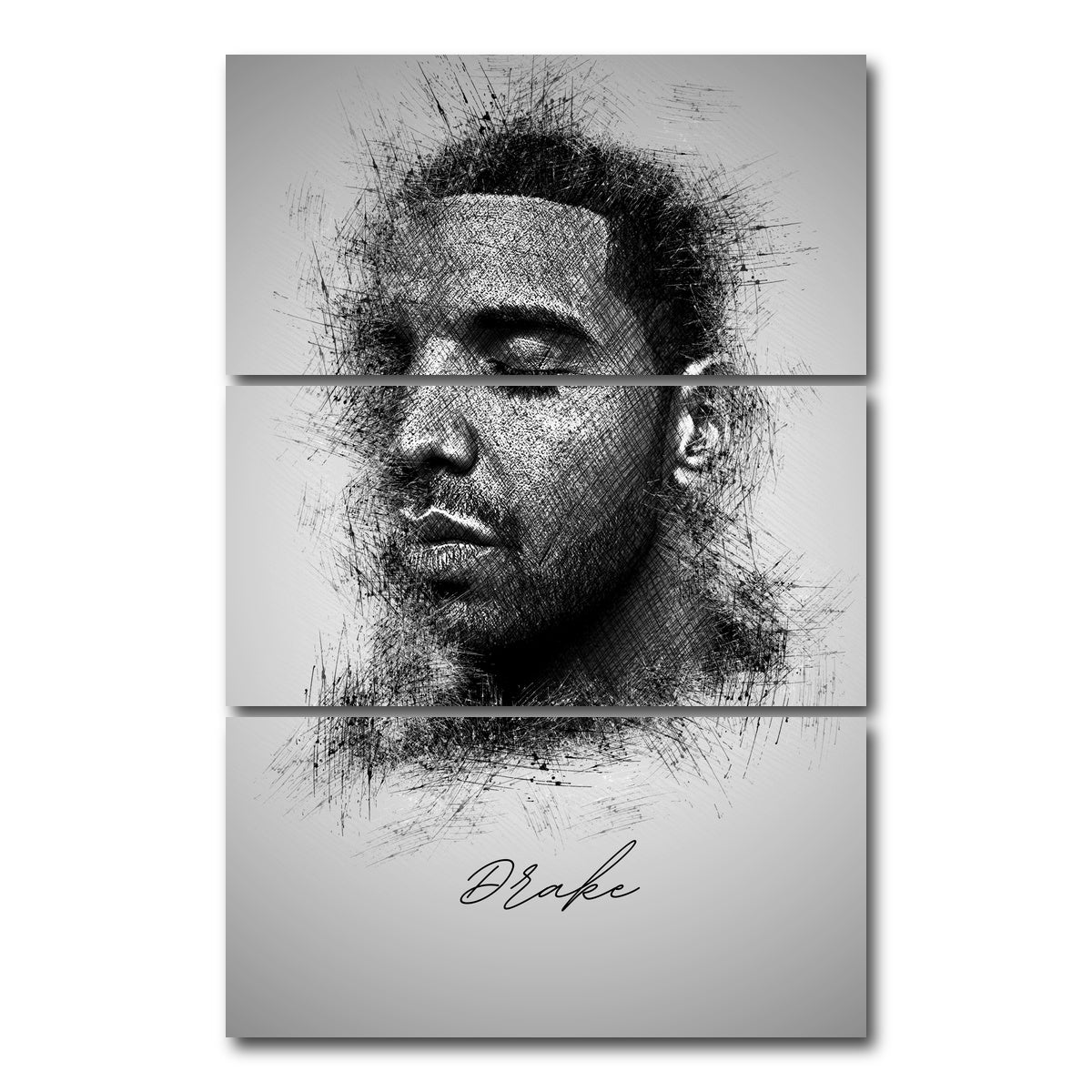 AUTO-MOCKUP WHITE | Drake Sketch | 3 Piece | Gallery Wrap Canvas | group=12x24_stacked