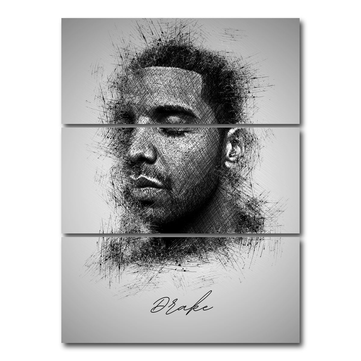 AUTO-MOCKUP WHITE | Drake Sketch | 3 Piece | Gallery Wrap Canvas | group=8x18_stacked