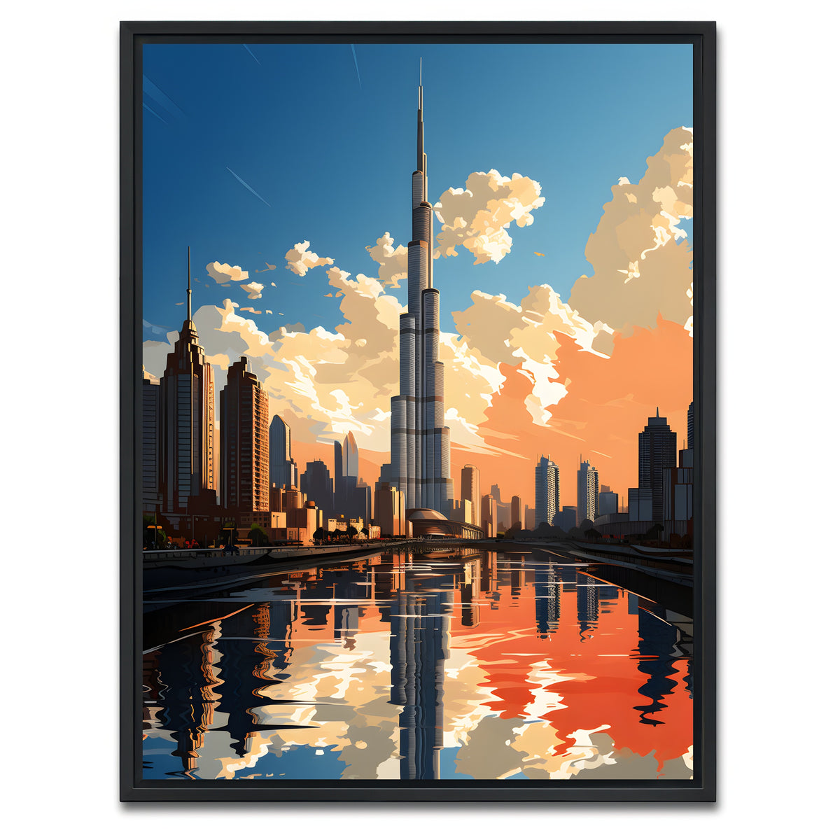 AUTO-MOCKUP WHITE | Dubai - Burj Khalifa | 1 Piece | Black Framed Canvas | group=3x4