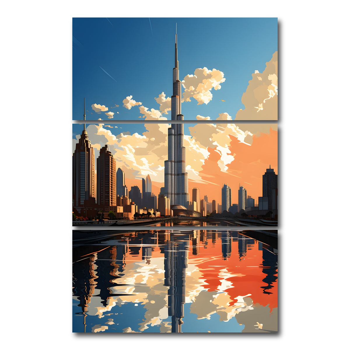 AUTO-MOCKUP WHITE | Dubai - Burj Khalifa | 3 Piece | Gallery Wrap Canvas | group=12x24_stacked