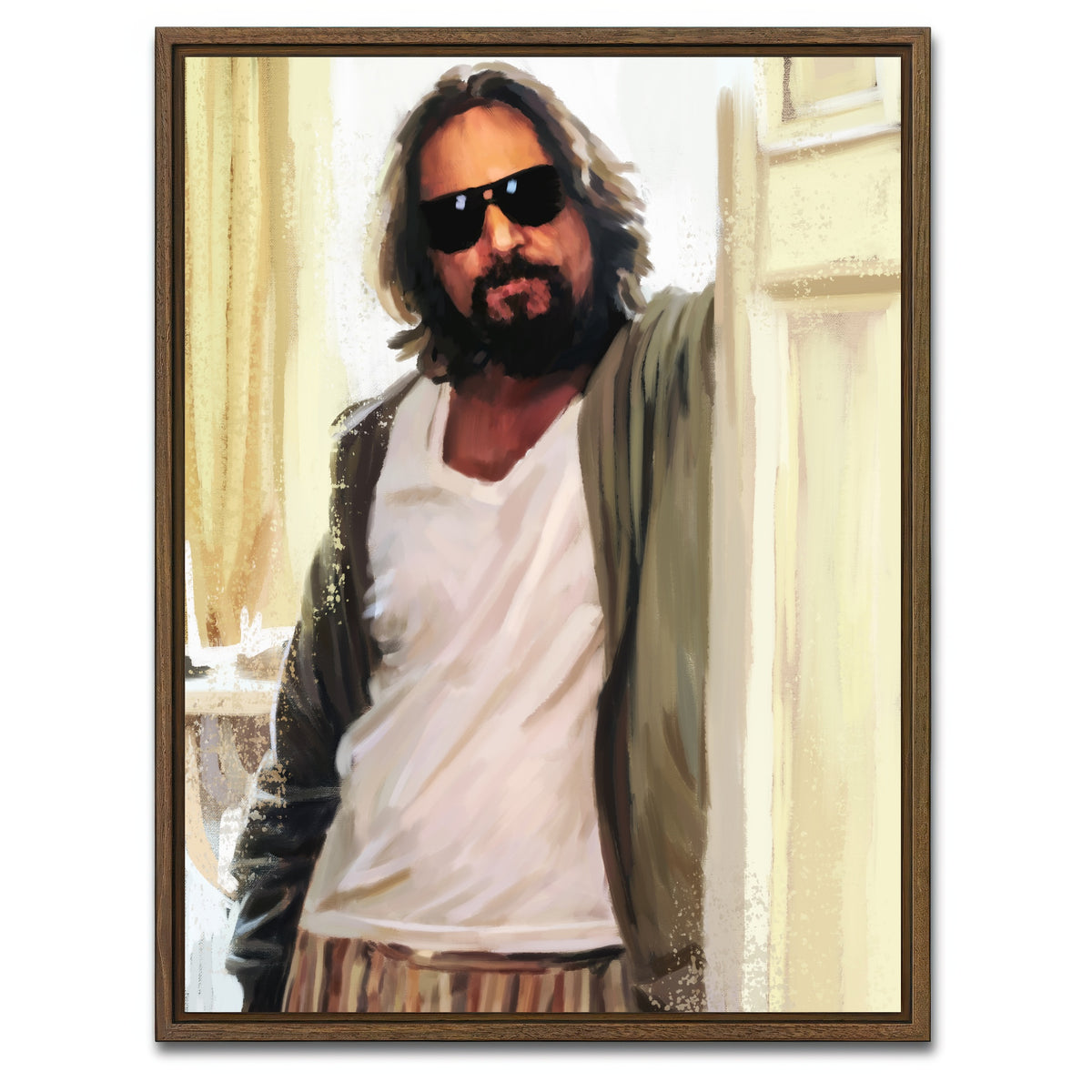 AUTO-MOCKUP WHITE | Dude at the Door | 1 Piece | Walnut Framed Canvas | group=3x4