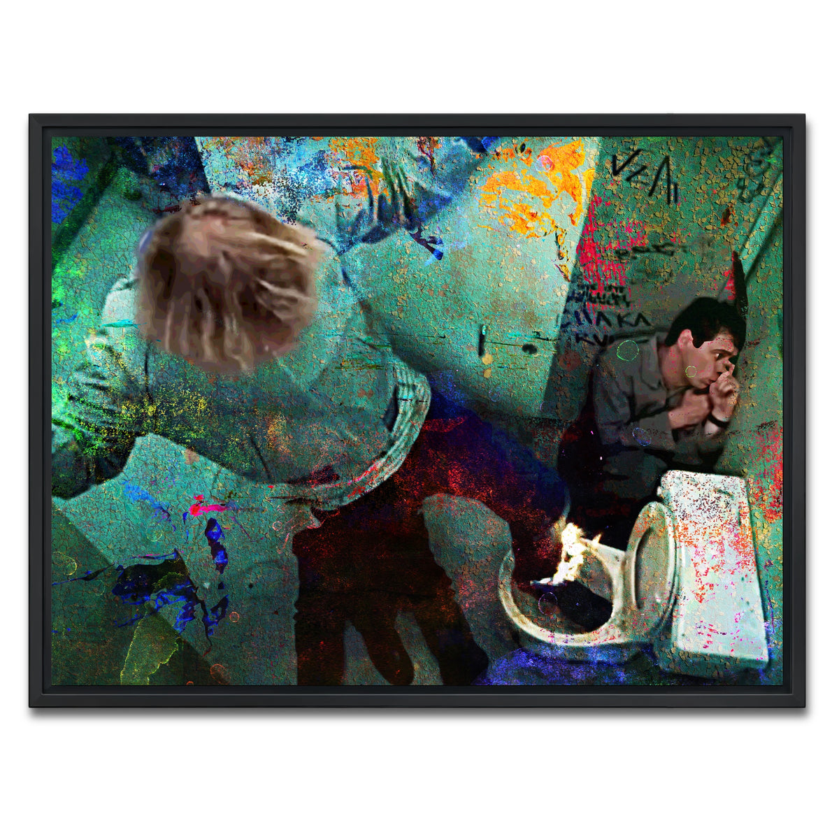 AUTO-MOCKUP WHITE | Dumb & Dumber Bathroom Stall | 1 Piece | Black Framed Canvas | group=4x3