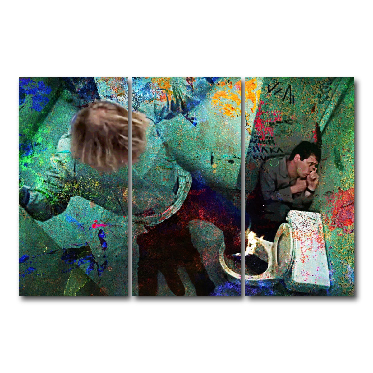 AUTO-MOCKUP WHITE | Dumb & Dumber Bathroom Stall | 3 Piece | Gallery Wrap Canvas | group=12x24