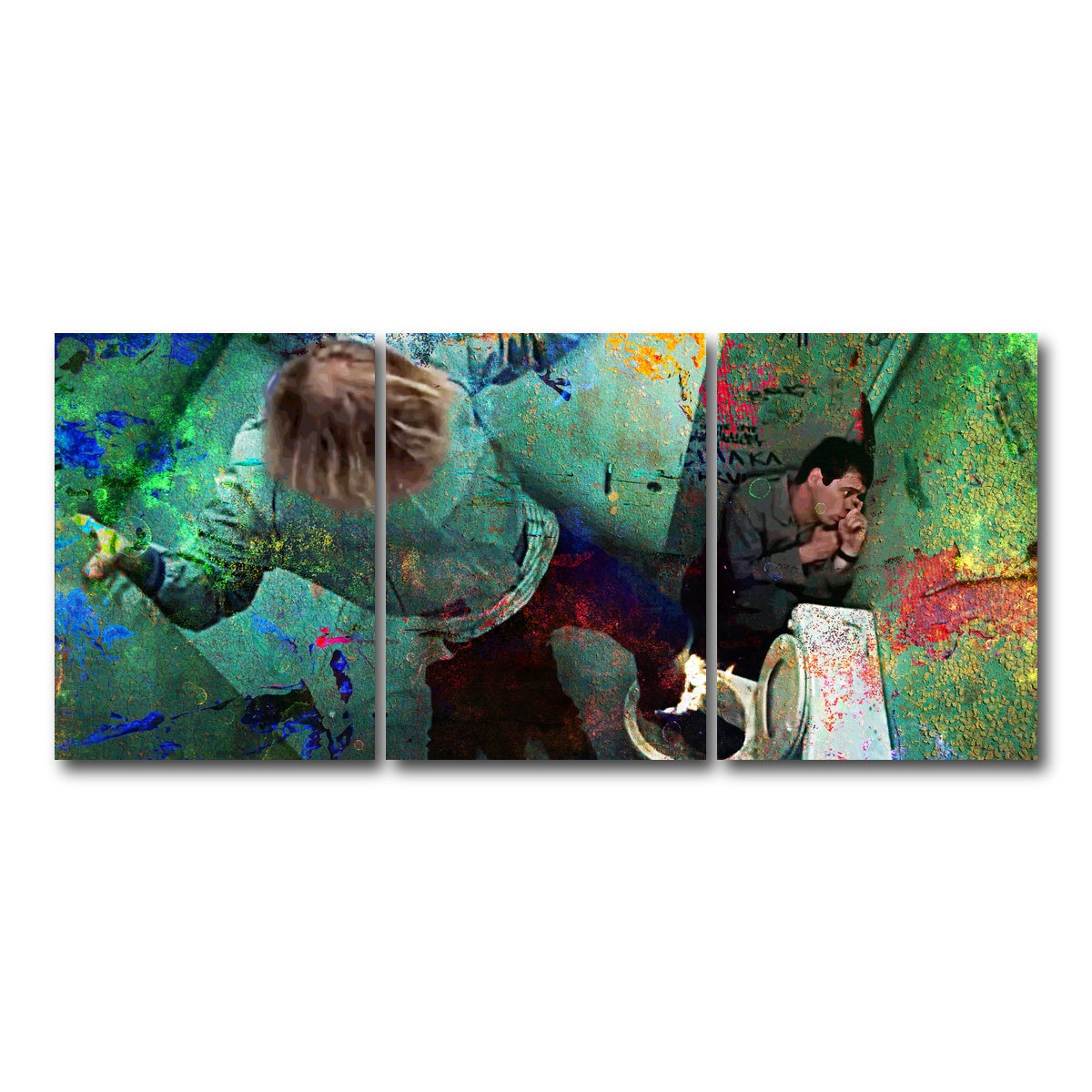 AUTO-MOCKUP WHITE | Dumb & Dumber Bathroom Stall | 3 Piece | Gallery Wrap Canvas | group=18x24