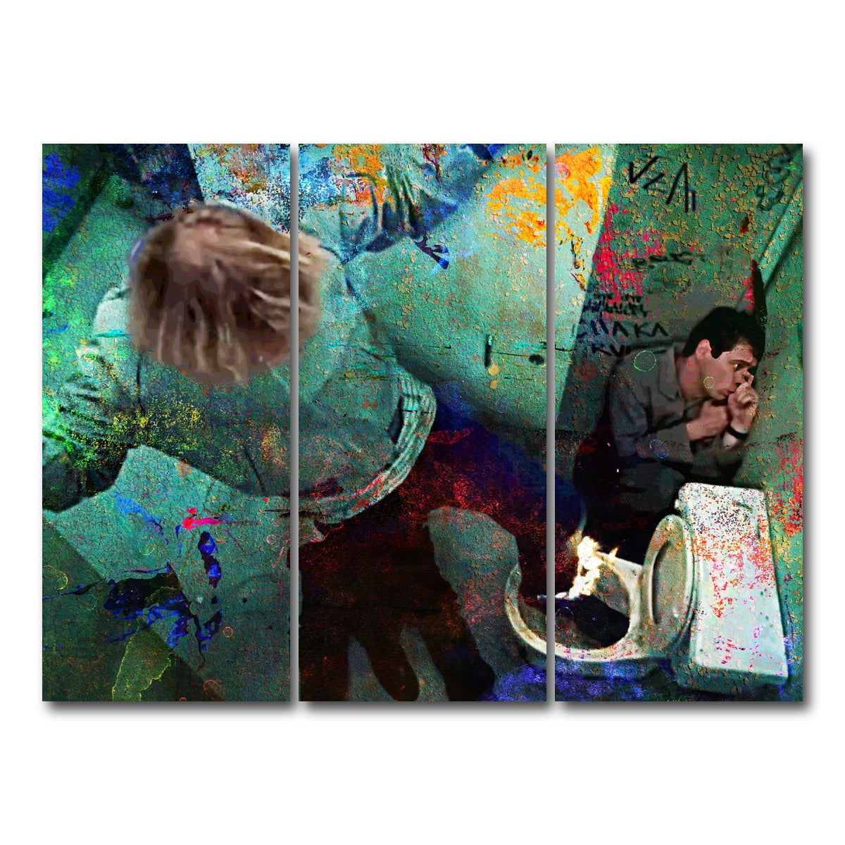 AUTO-MOCKUP WHITE | Dumb & Dumber Bathroom Stall | 3 Piece | Gallery Wrap Canvas | group=8x18