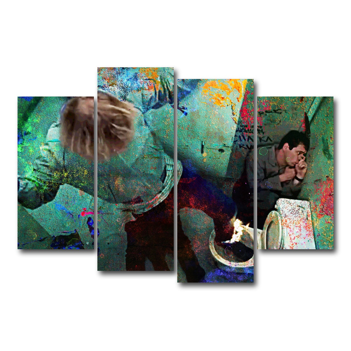 AUTO-MOCKUP WHITE | Dumb & Dumber Bathroom Stall | 4 Piece | Gallery Wrap Canvas | group=4_short