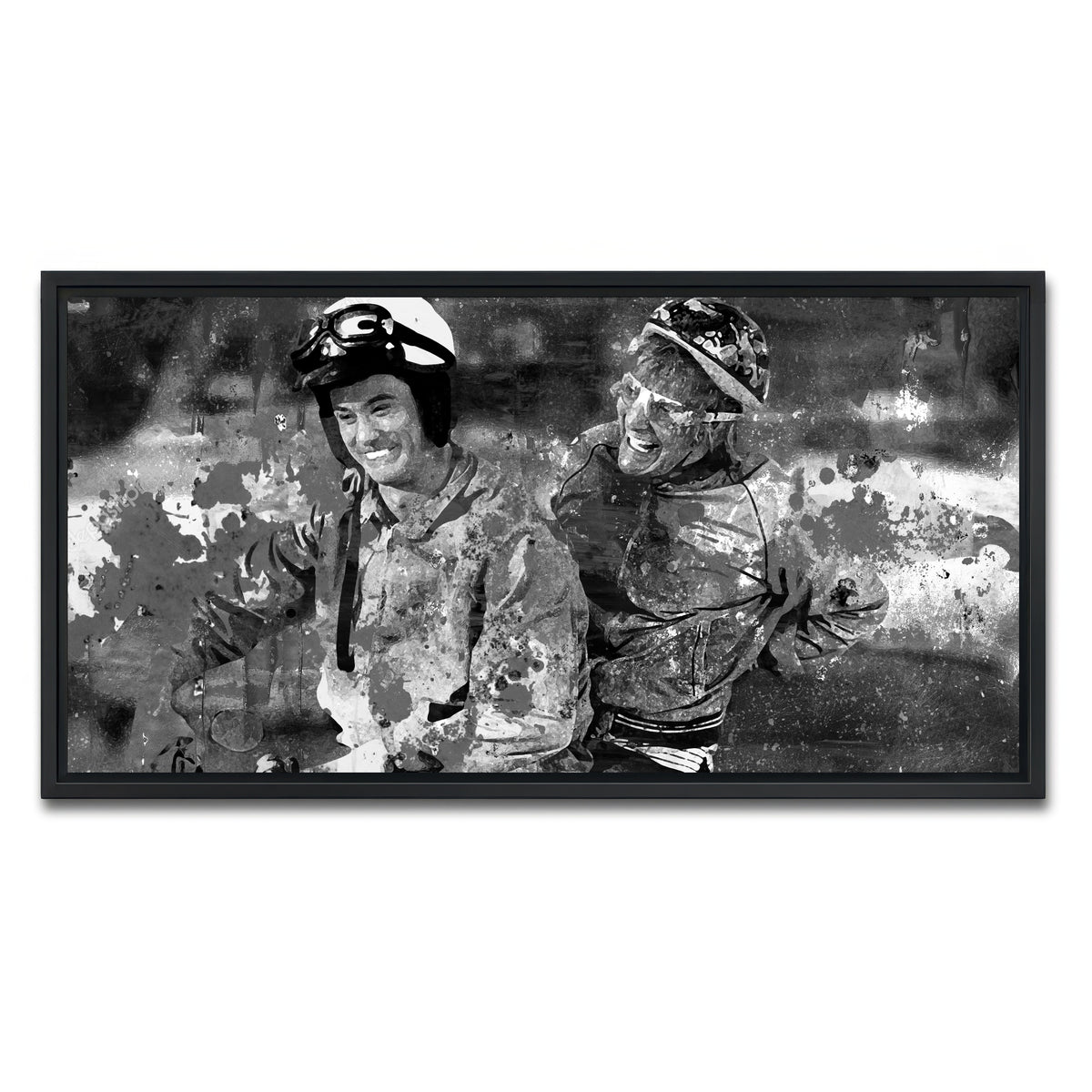 AUTO-MOCKUP WHITE | Dumb and Dumber Grayscale | 1 Piece | Black Framed Canvas | group=2x1