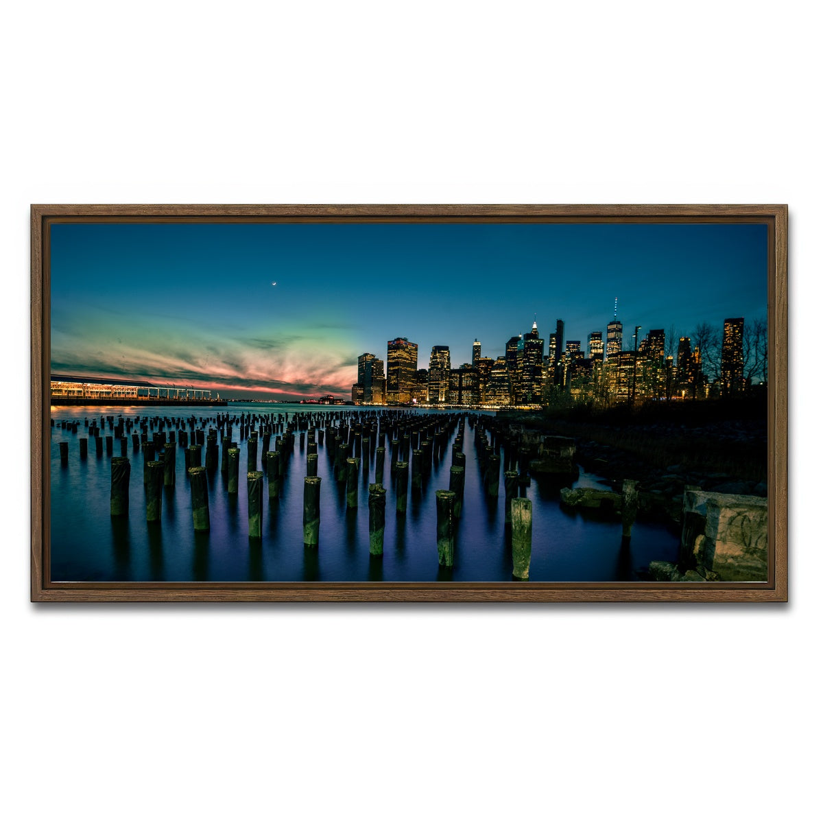 AUTO-MOCKUP WHITE | Dumbo Pier | 1 Piece | Walnut Framed Canvas | group=2x1