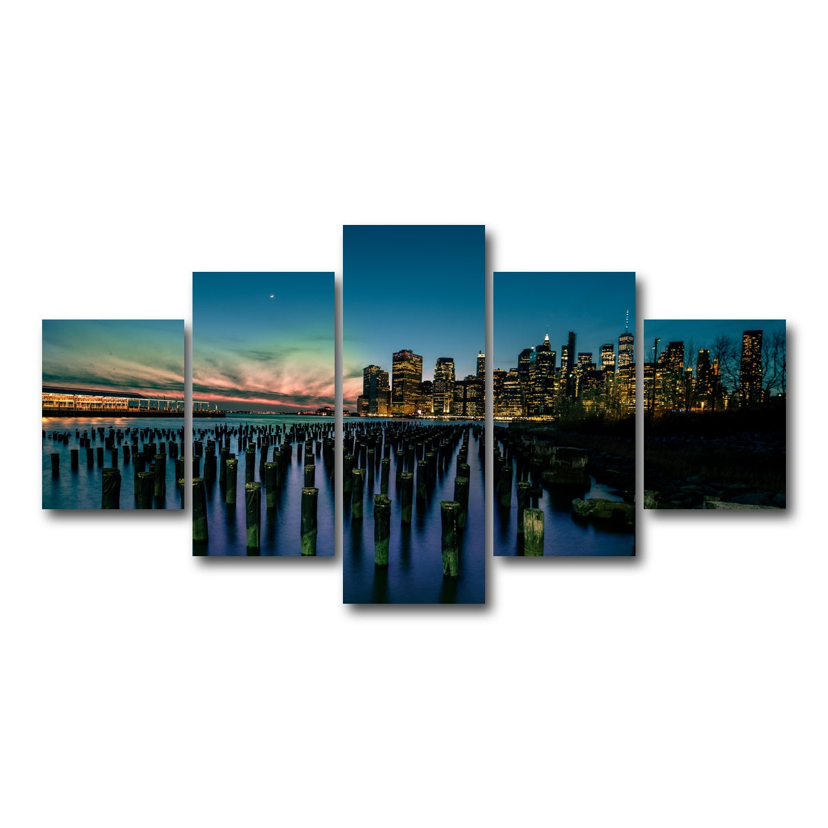 AUTO-MOCKUP WHITE | Dumbo Pier | 5 Piece | Gallery Wrap Canvas | group=5_short