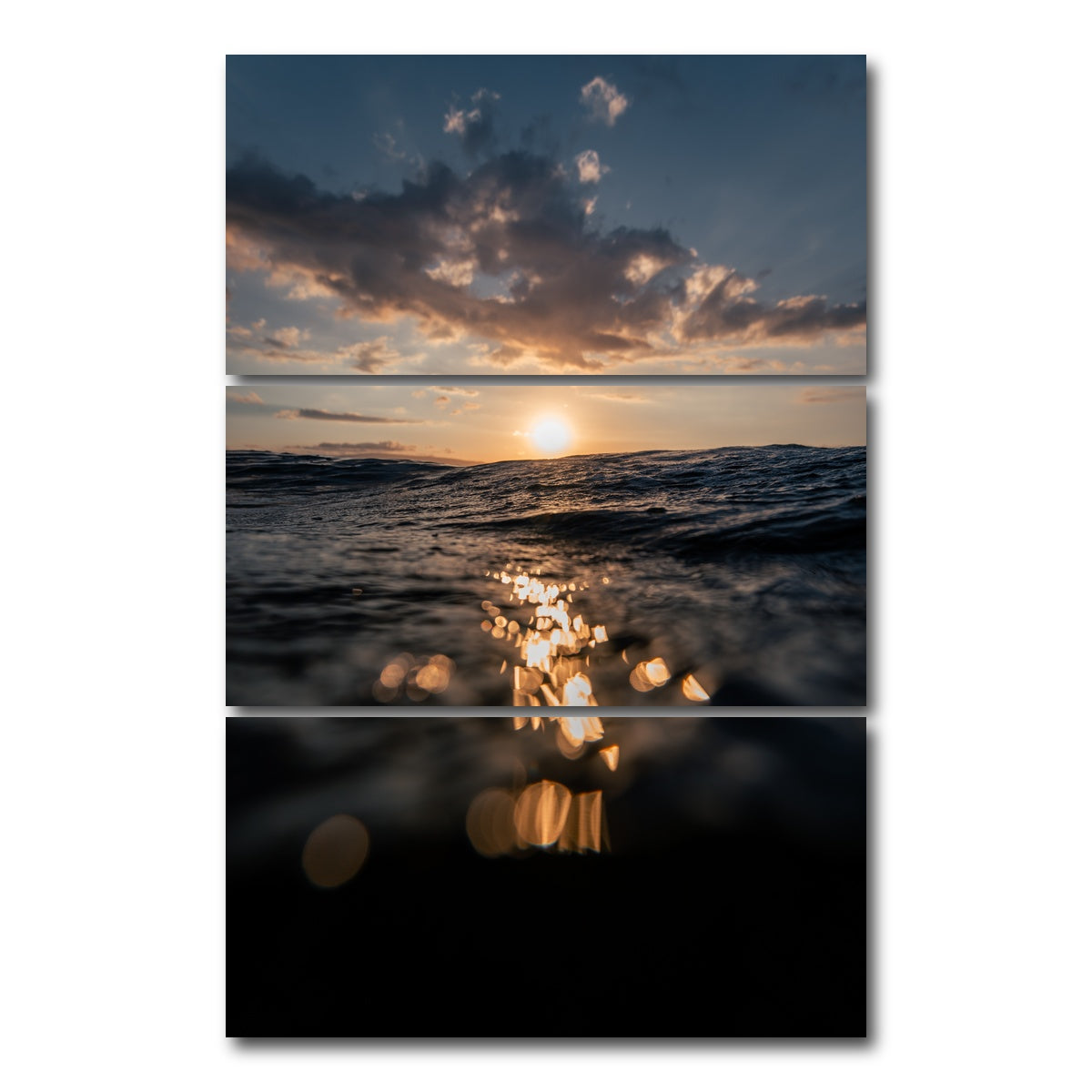 AUTO-MOCKUP WHITE | Dusk At Sea | 3 Piece | Gallery Wrap Canvas | group=12x24_stacked