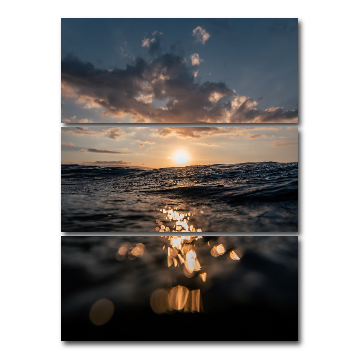 AUTO-MOCKUP WHITE | Dusk At Sea | 3 Piece | Gallery Wrap Canvas | group=8x18_stacked