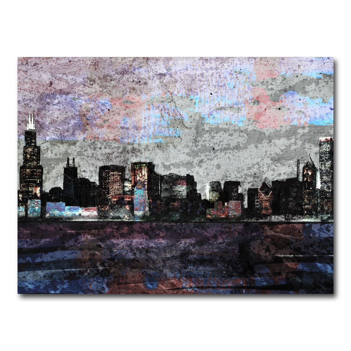 AUTO-MOCKUP WHITE | Dusk chicago skyline | 1 Piece | Gallery Wrap Canvas | group=4x3