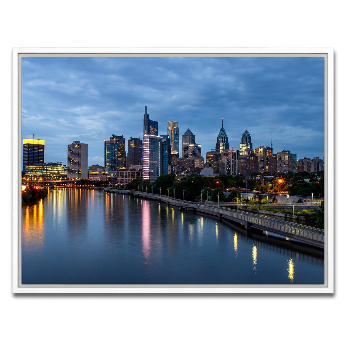 AUTO-MOCKUP WHITE | Dusk in Philadelphia | 1 Piece | White Framed Canvas | group=4x3