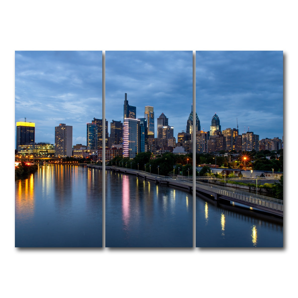 AUTO-MOCKUP WHITE | Dusk in Philadelphia | 3 Piece | Gallery Wrap Canvas | group=8x18