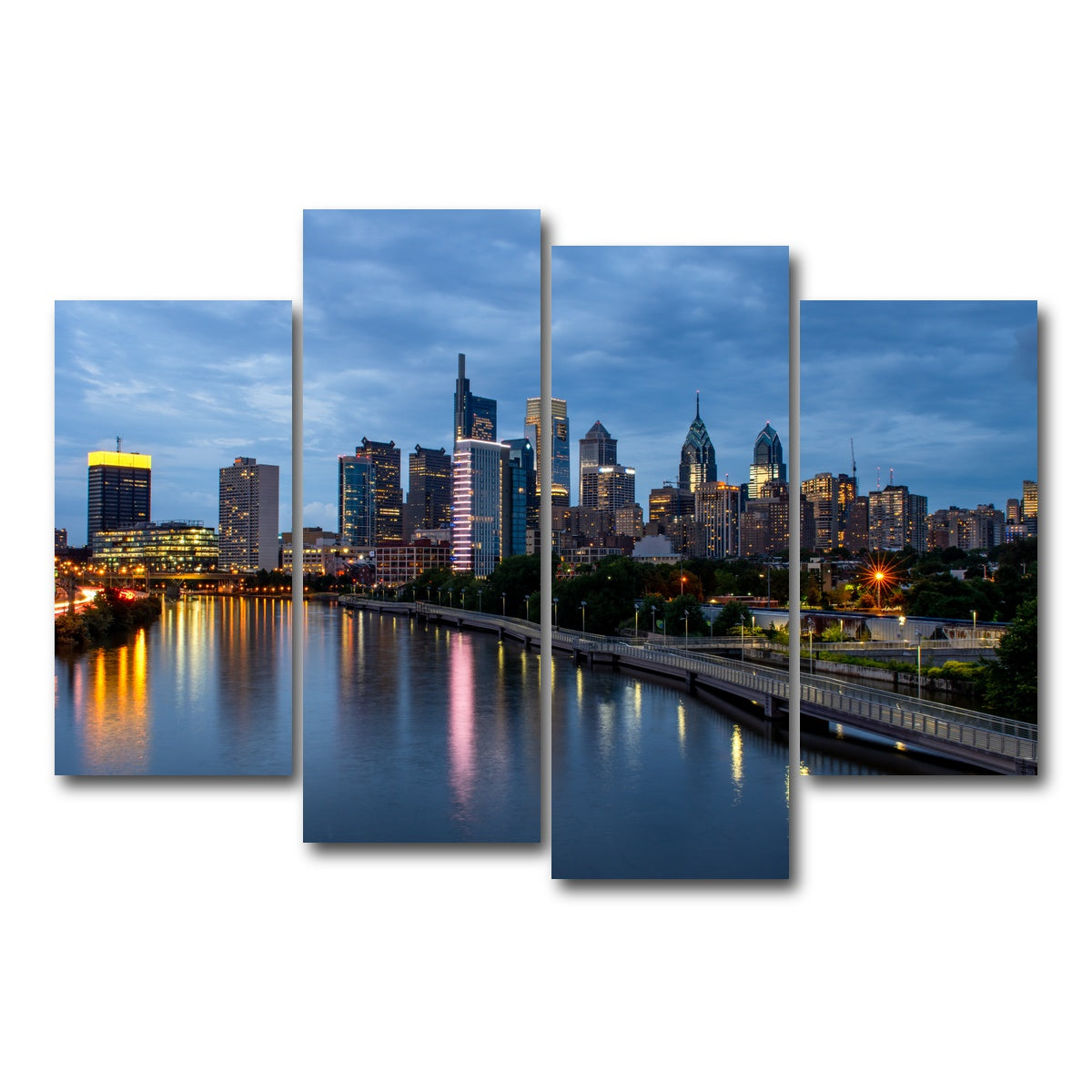 AUTO-MOCKUP WHITE | Dusk in Philadelphia | 4 Piece | Gallery Wrap Canvas | group=4_short