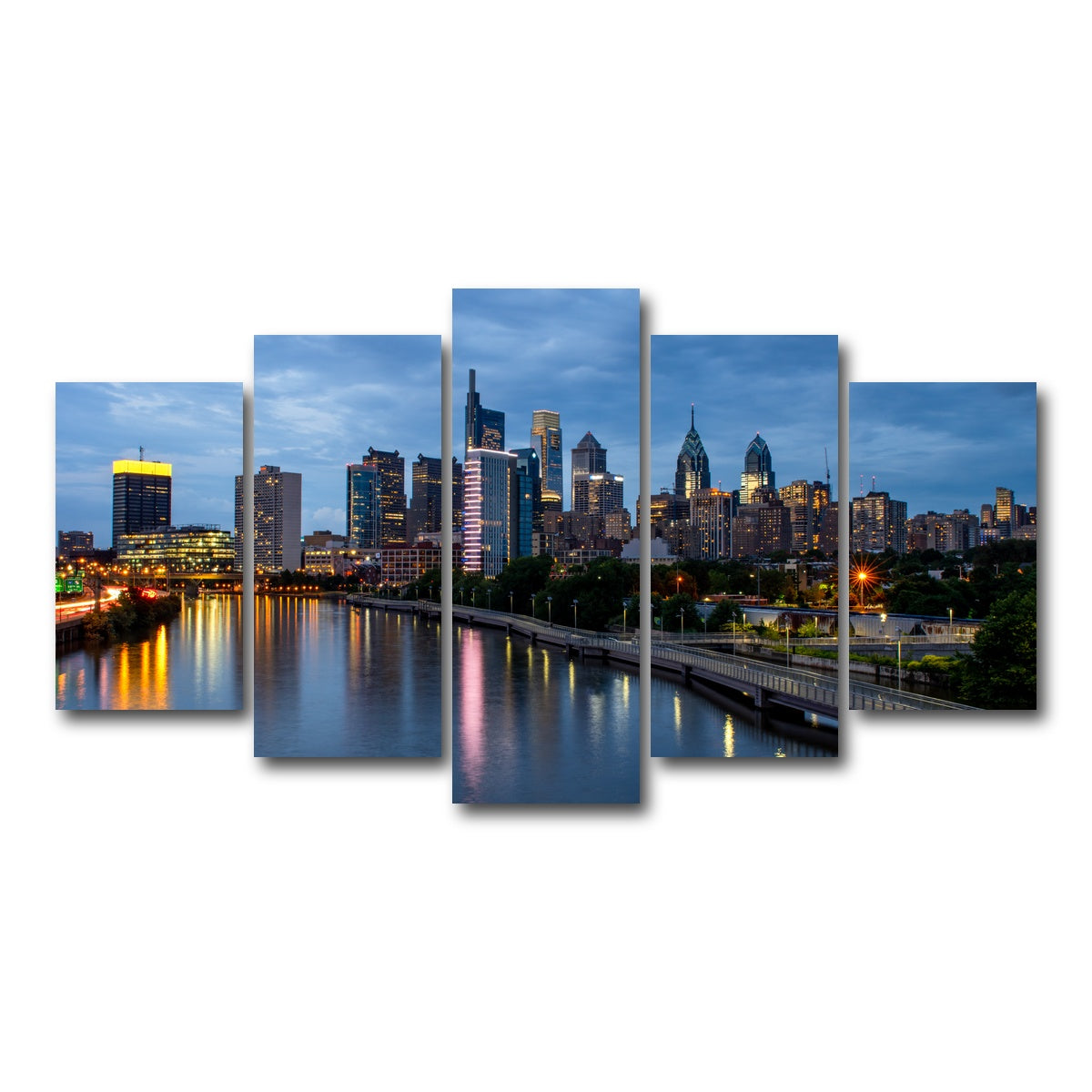 AUTO-MOCKUP WHITE | Dusk in Philadelphia | 5 Piece | Gallery Wrap Canvas | group=5_normal