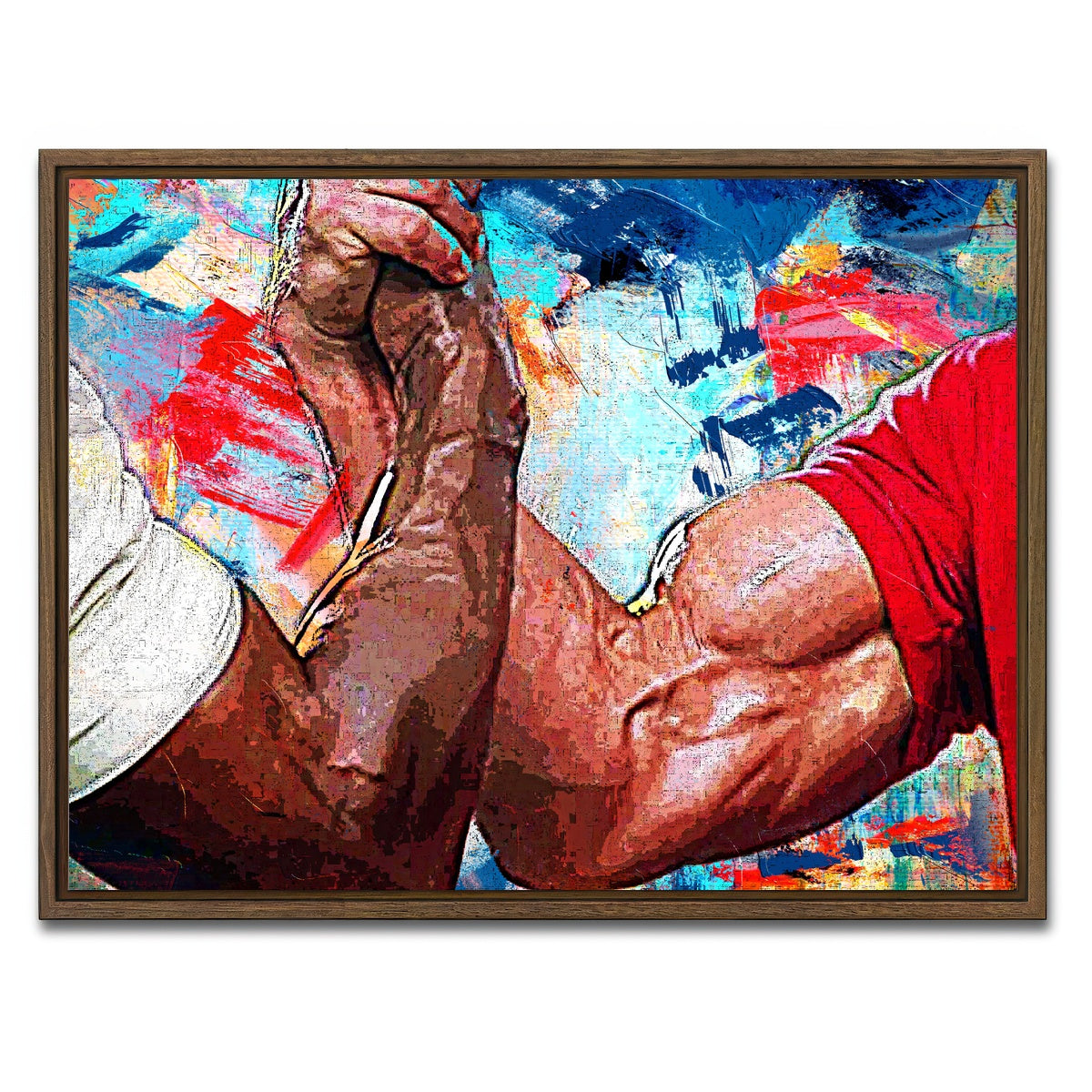 AUTO-MOCKUP WHITE | Dutch & Dillon Handshake | 1 Piece | Walnut Framed Canvas | group=4x3