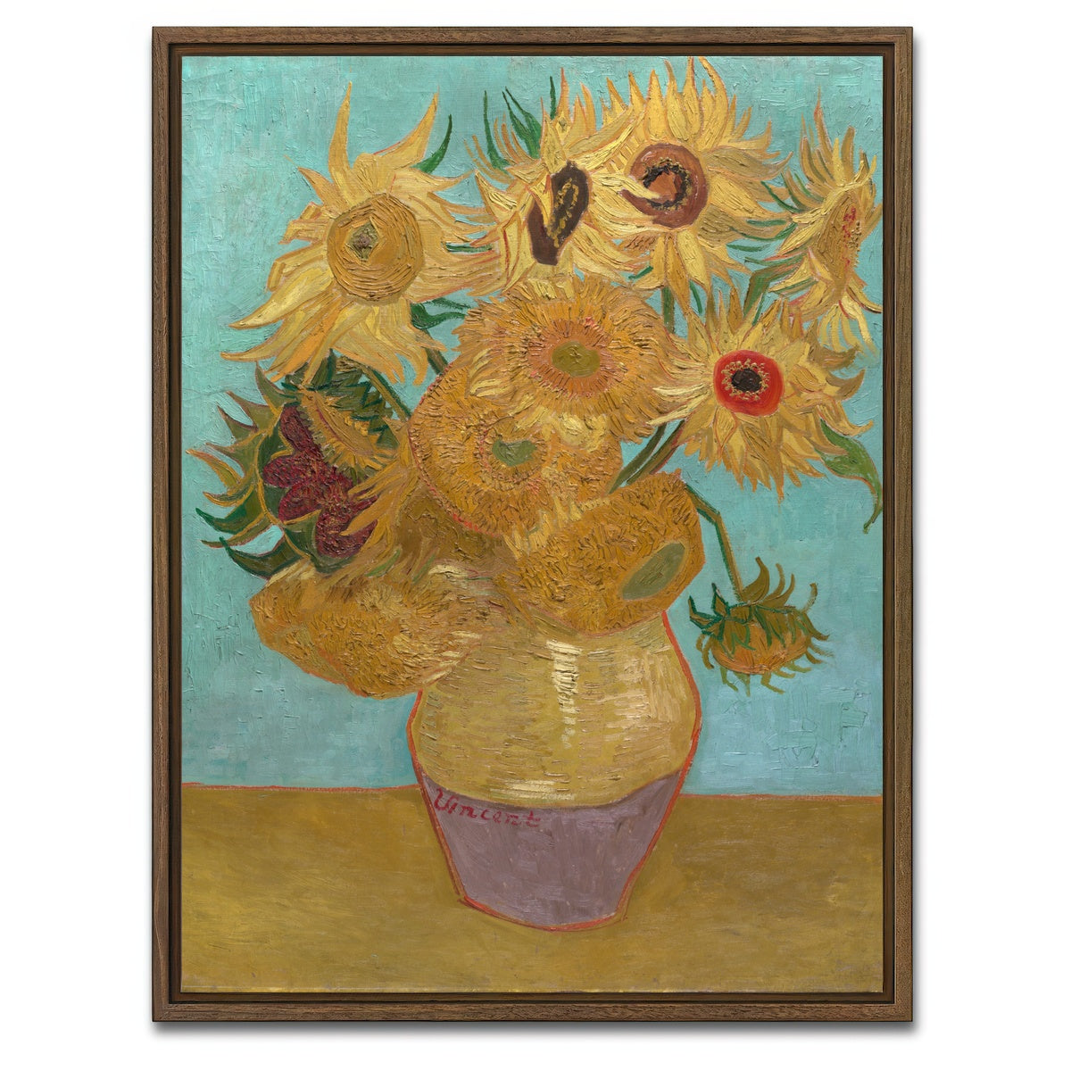 AUTO-MOCKUP WHITE | Dutch Sunflowers | 1 Piece | Walnut Framed Canvas | group=3x4