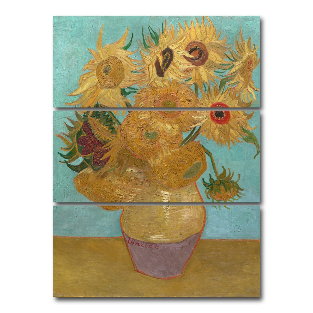 AUTO-MOCKUP WHITE | Dutch Sunflowers | 3 Piece | Gallery Wrap Canvas | group=8x18_stacked