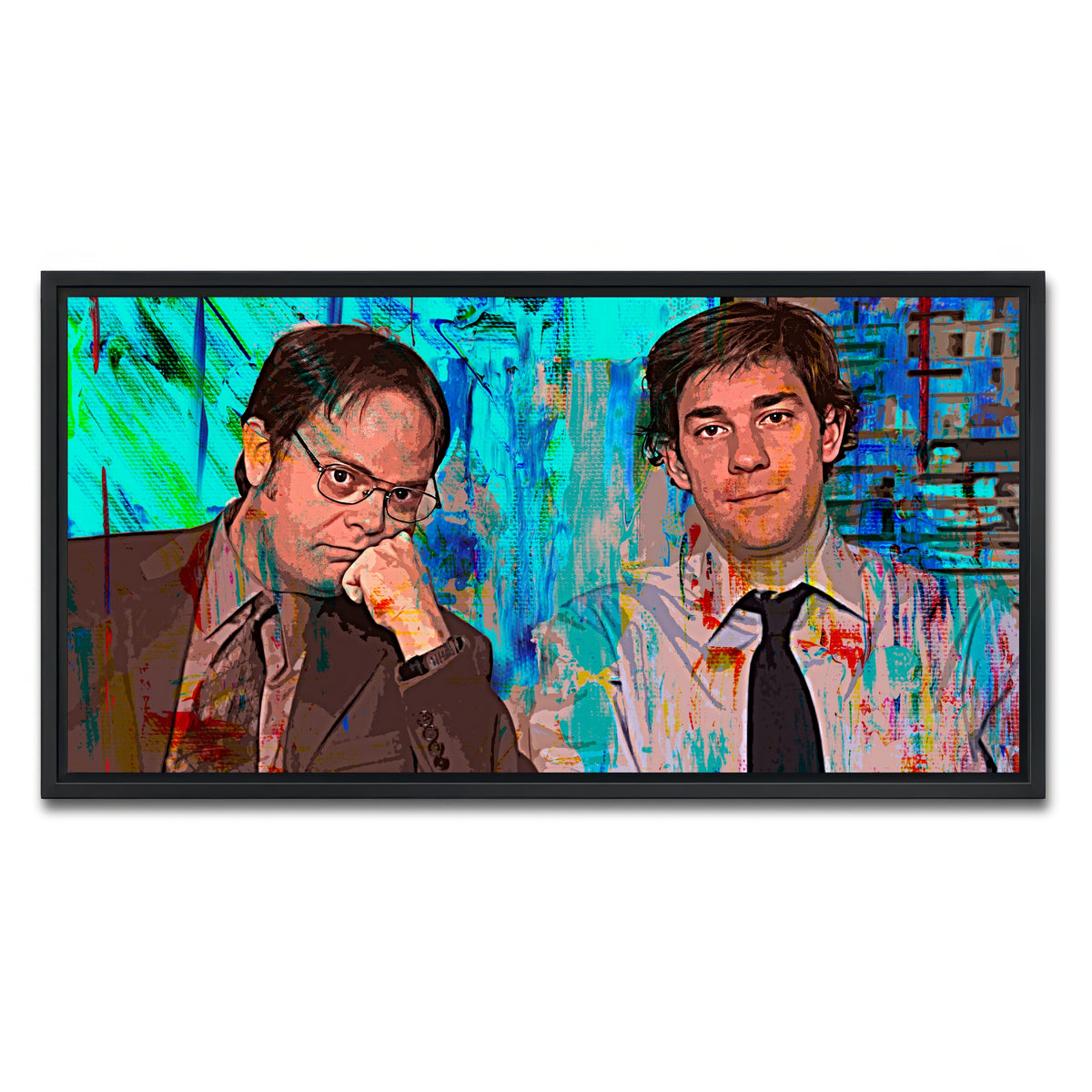 AUTO-MOCKUP WHITE | Dwight & Jim | 1 Piece | Black Framed Canvas | group=2x1