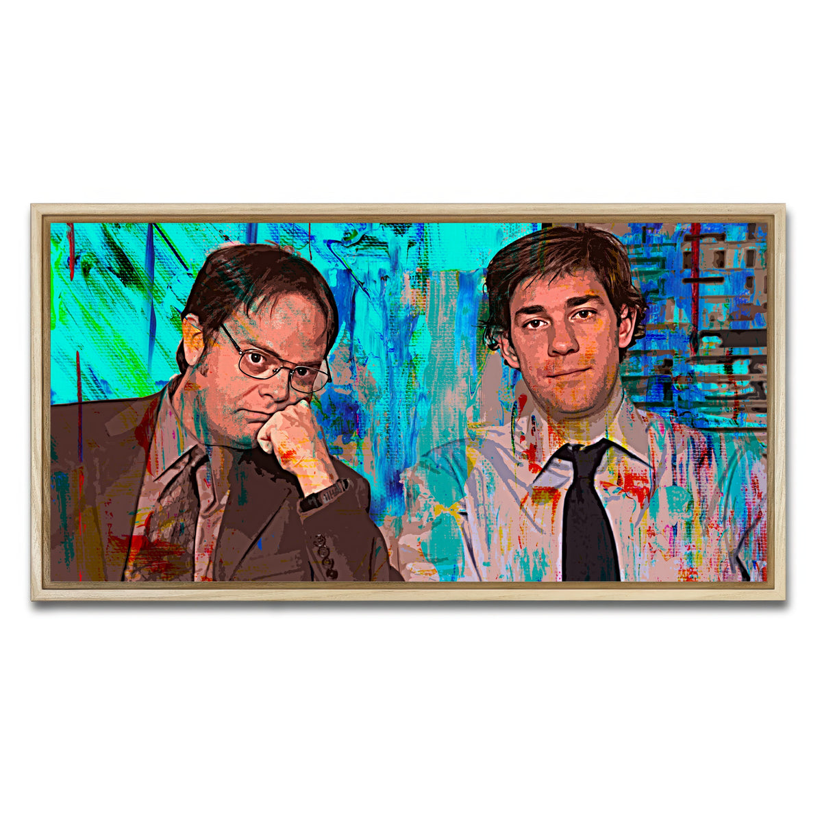AUTO-MOCKUP WHITE | Dwight & Jim | 1 Piece | Natural Framed Canvas | group=2x1