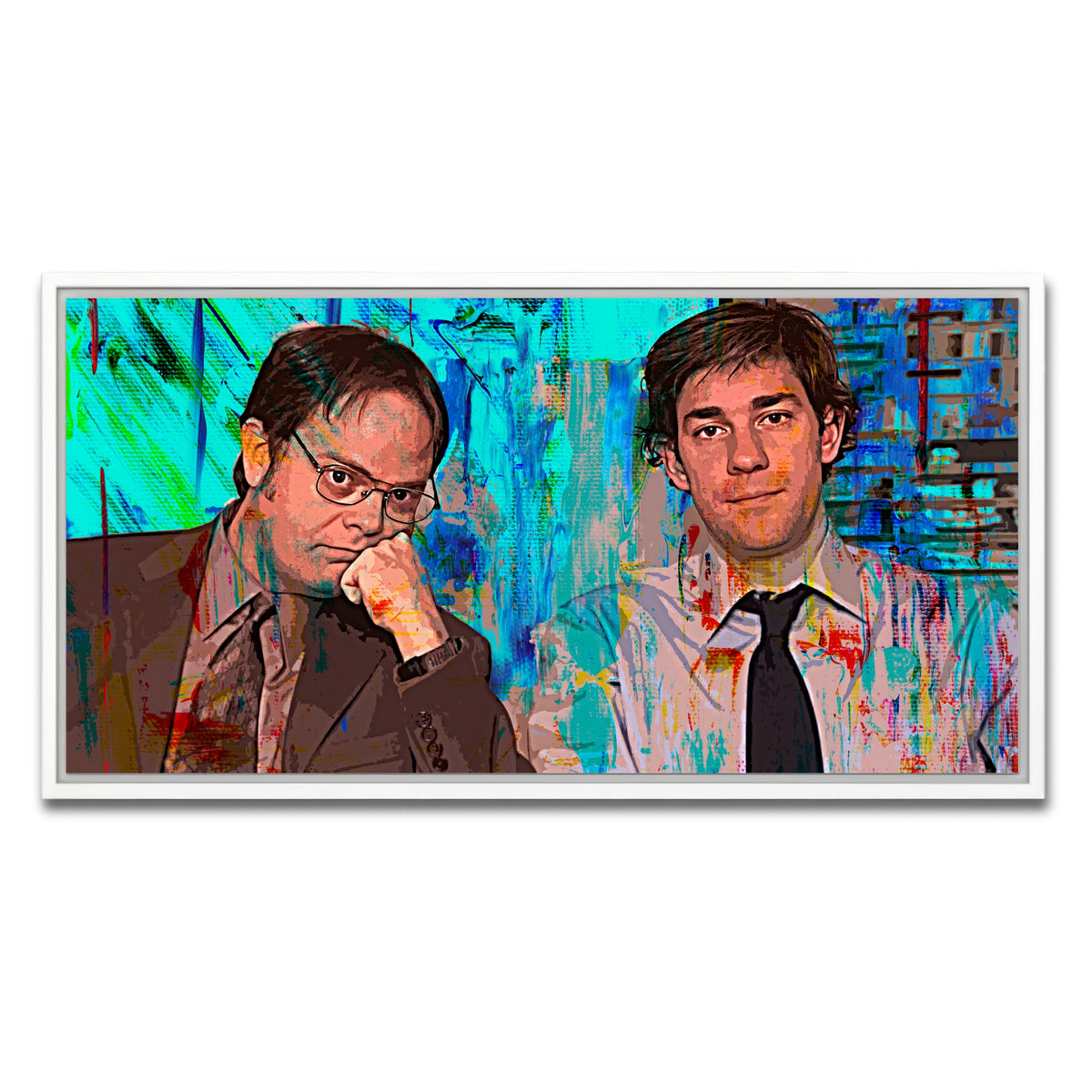 AUTO-MOCKUP WHITE | Dwight & Jim | 1 Piece | White Framed Canvas | group=2x1