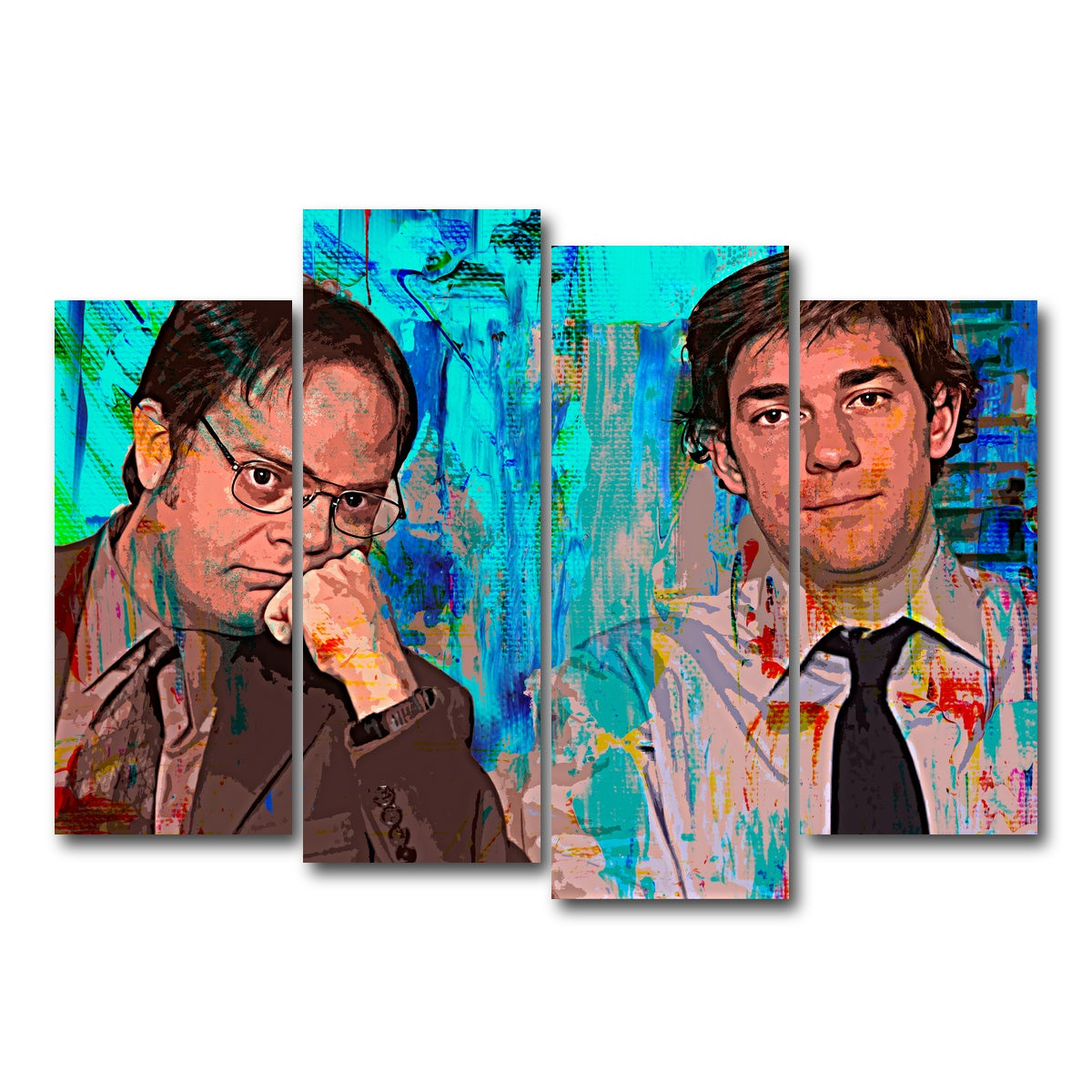 AUTO-MOCKUP WHITE | Dwight & Jim | 4 Piece | Gallery Wrap Canvas | group=4_normal