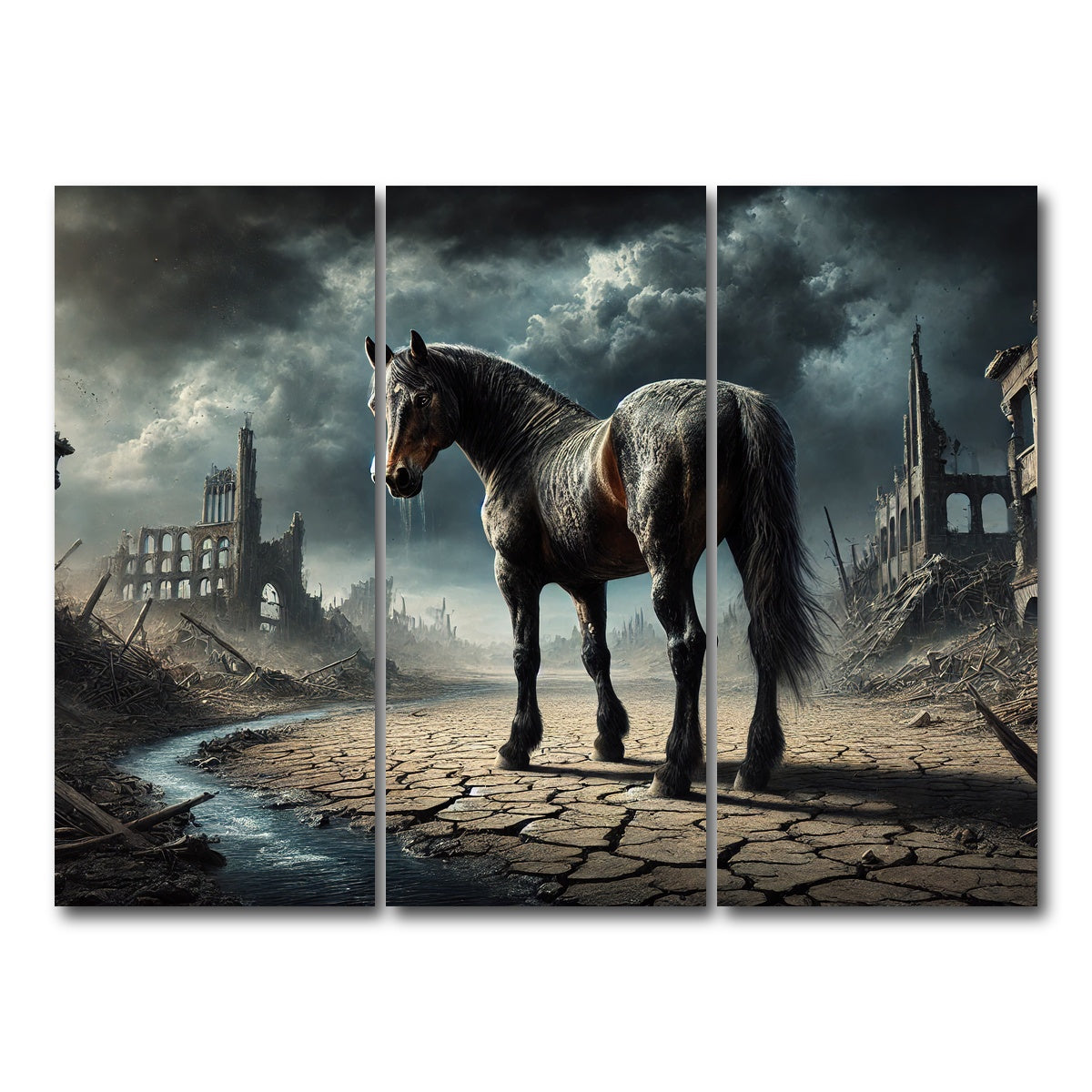 AUTO-MOCKUP WHITE | Dystopian Quarter Horse | 3 Piece | Gallery Wrap Canvas | group=8x18