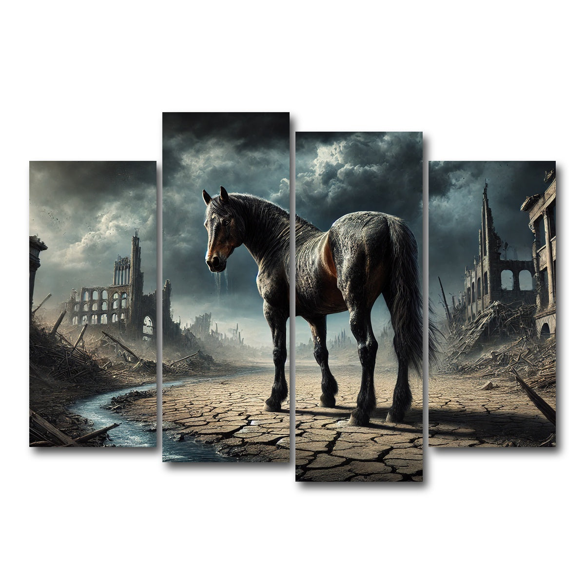 AUTO-MOCKUP WHITE | Dystopian Quarter Horse | 4 Piece | Gallery Wrap Canvas | group=4_normal