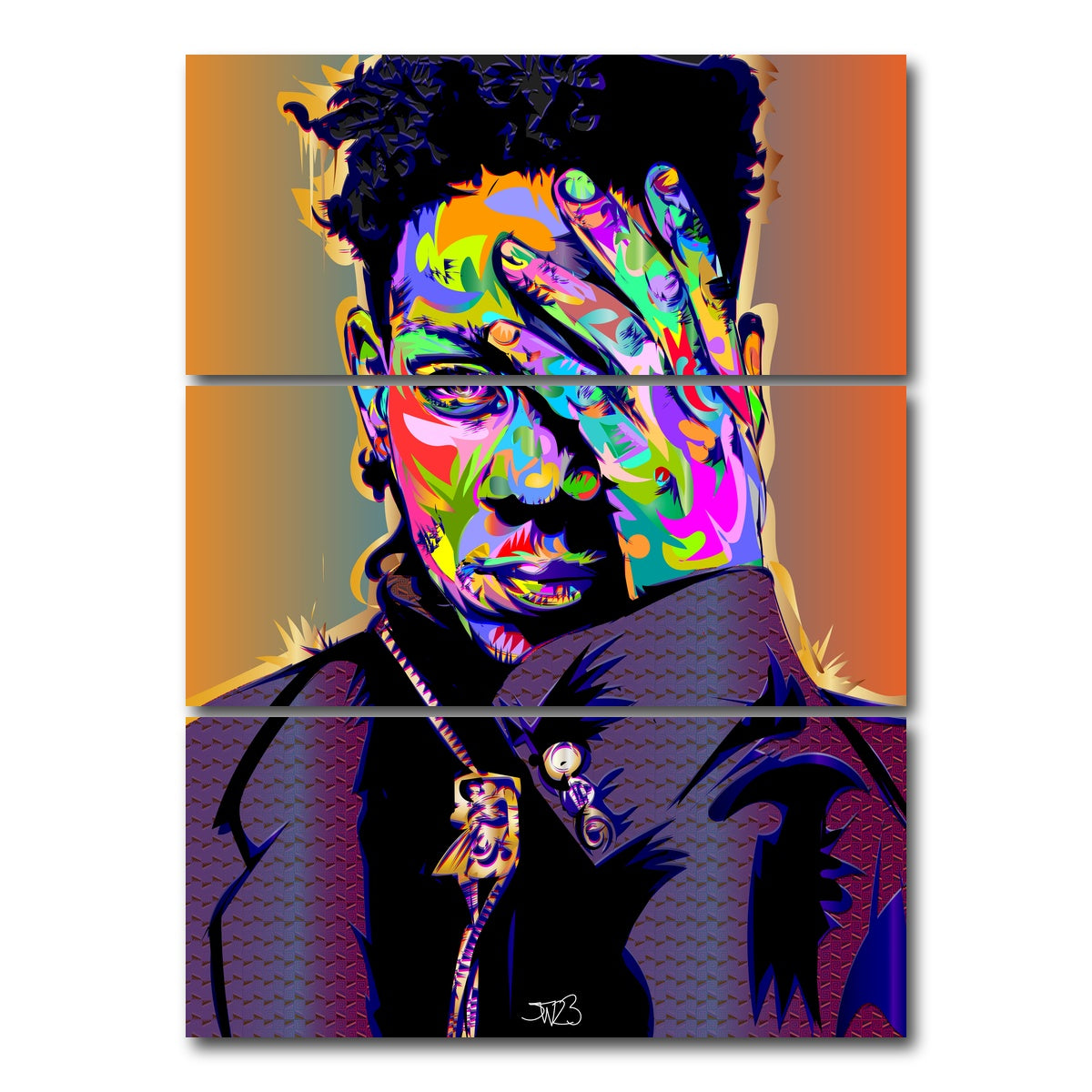 AUTO-MOCKUP WHITE | EVIL BASQUIAT | 3 Piece | Gallery Wrap Canvas | group=8x18_stacked