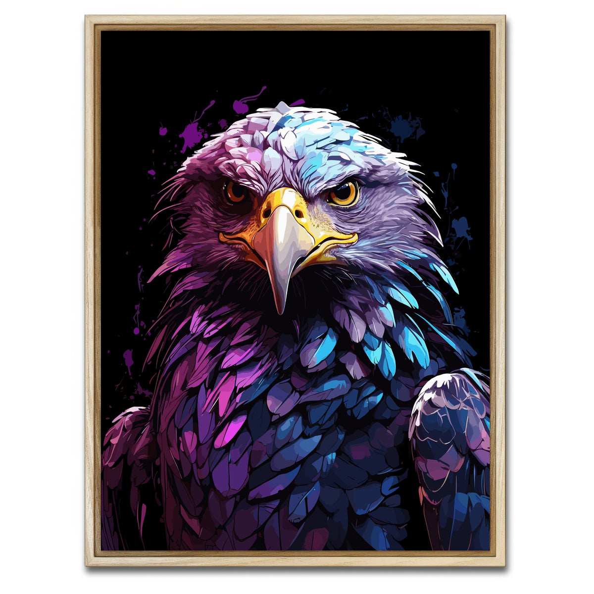 AUTO-MOCKUP WHITE | Eagle Animal Colorful | 1 Piece | Natural Framed Canvas | group=3x4