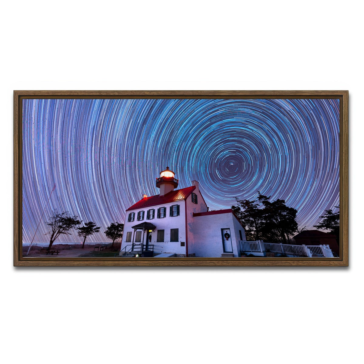 AUTO-MOCKUP WHITE | East Point Lighthouse - Winter Spinnies | 1 Piece | Walnut Framed Canvas | group=2x1