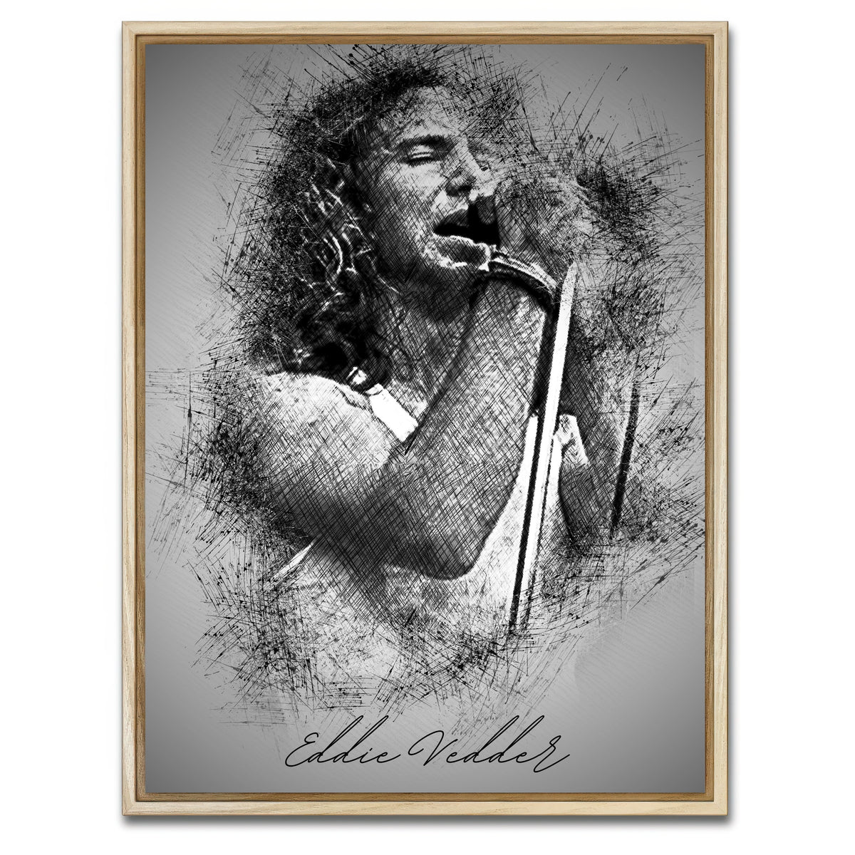 AUTO-MOCKUP WHITE | Eddie Vedder Sketch | 1 Piece | Natural Framed Canvas | group=3x4
