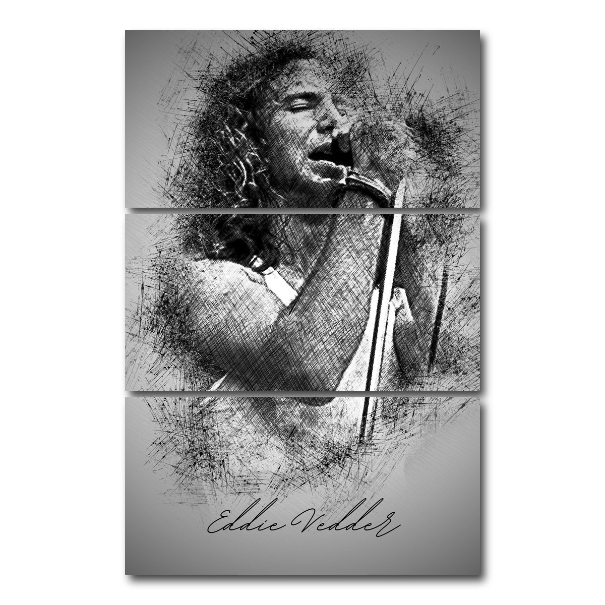 AUTO-MOCKUP WHITE | Eddie Vedder Sketch | 3 Piece | Gallery Wrap Canvas | group=12x24_stacked