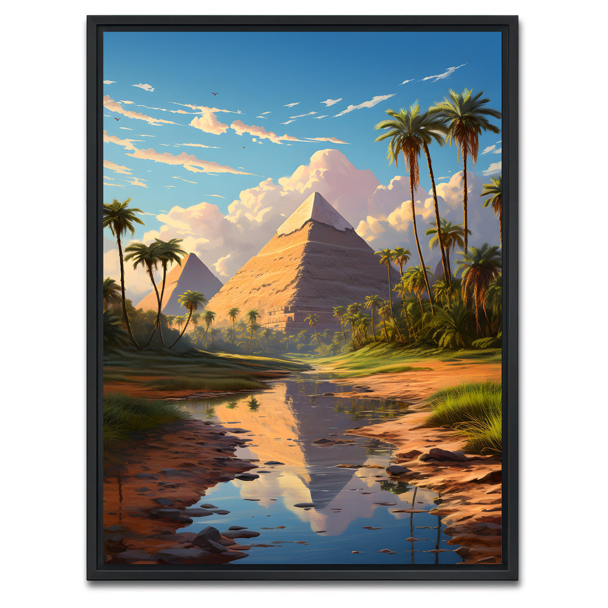 AUTO-MOCKUP WHITE | Egypt - The Great Pyramids of Giza | 1 Piece | Black Framed Canvas | group=3x4