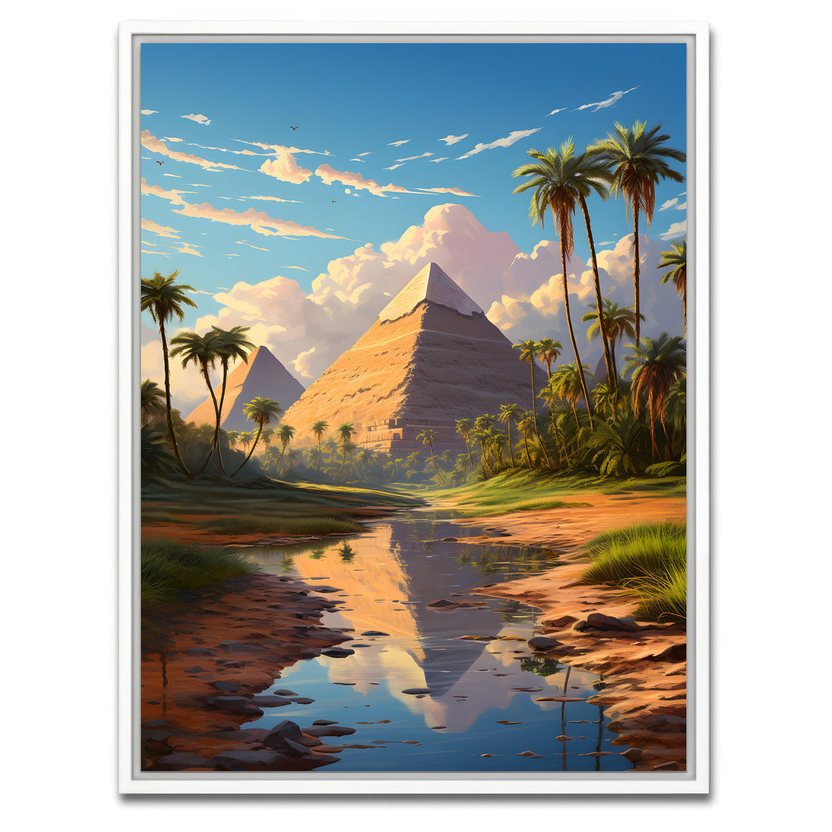 AUTO-MOCKUP WHITE | Egypt - The Great Pyramids of Giza | 1 Piece | White Framed Canvas | group=3x4