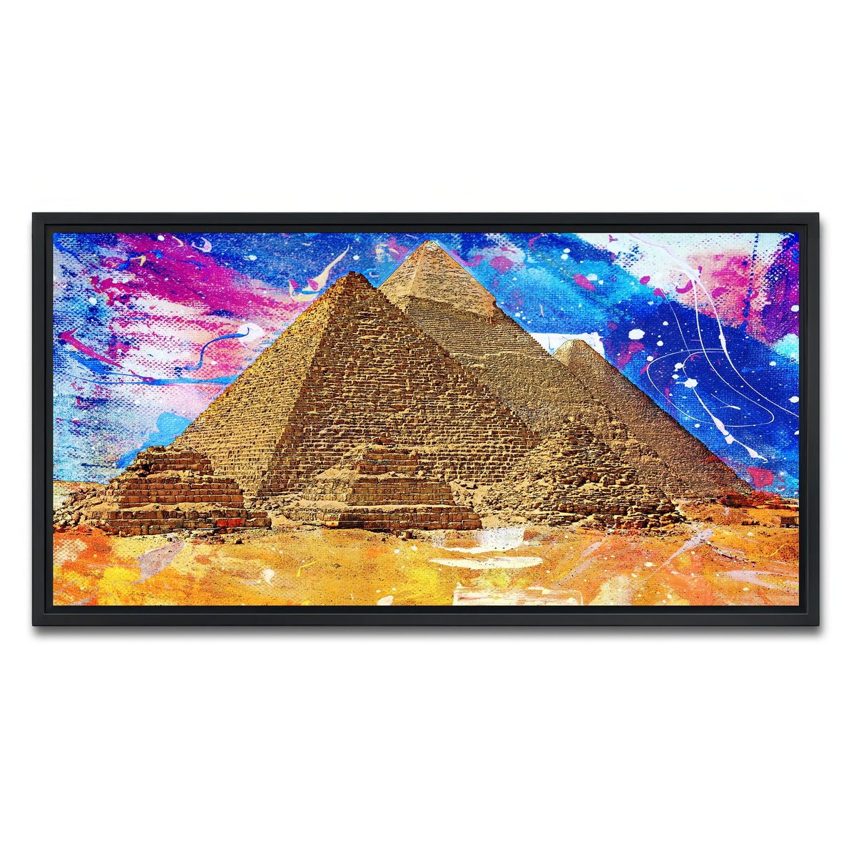 AUTO-MOCKUP WHITE | Egypt Pyramids Abstract | 1 Piece | Black Framed Canvas | group=2x1