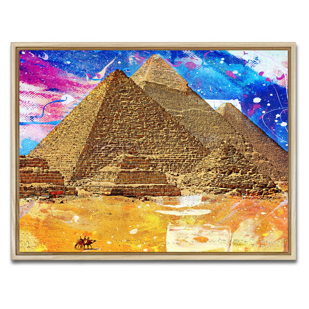 AUTO-MOCKUP WHITE | Egypt Pyramids Abstract | 1 Piece | Natural Framed Canvas | group=4x3