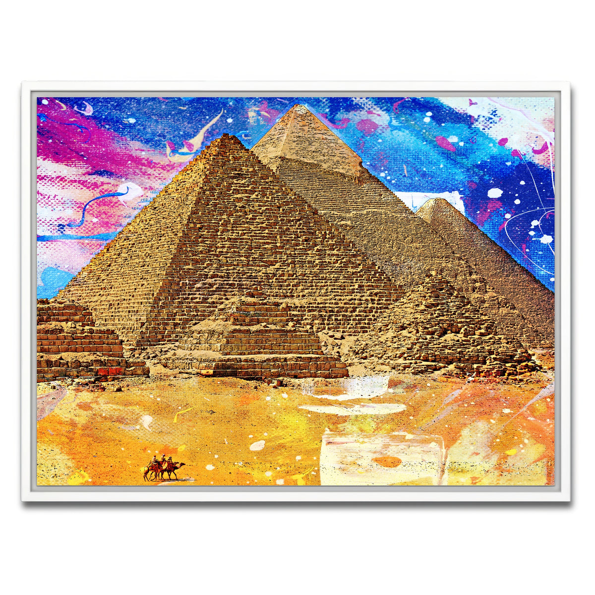 AUTO-MOCKUP WHITE | Egypt Pyramids Abstract | 1 Piece | White Framed Canvas | group=4x3