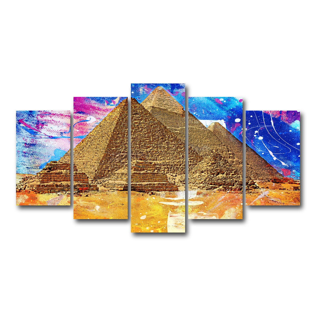 AUTO-MOCKUP WHITE | Egypt Pyramids Abstract | 5 Piece | Gallery Wrap Canvas | group=5_normal