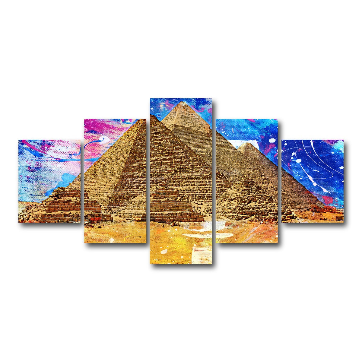 AUTO-MOCKUP WHITE | Egypt Pyramids Abstract | 5 Piece | Gallery Wrap Canvas | group=5_short