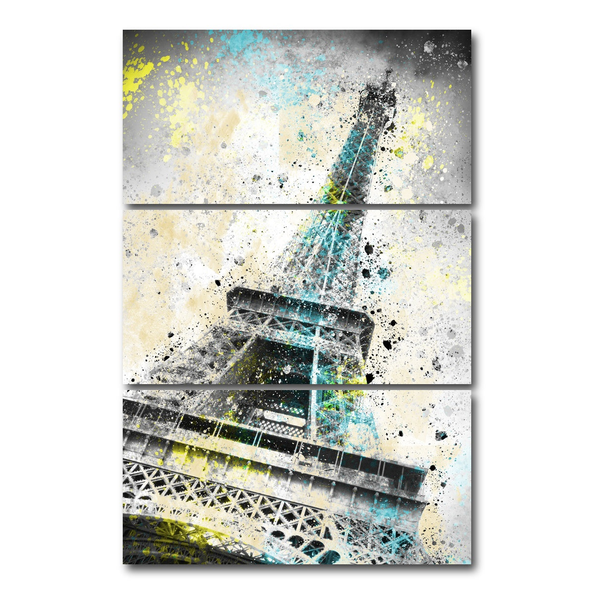 AUTO-MOCKUP WHITE | Eiffel Tower City Art | 3 Piece | Gallery Wrap Canvas | group=12x24_stacked