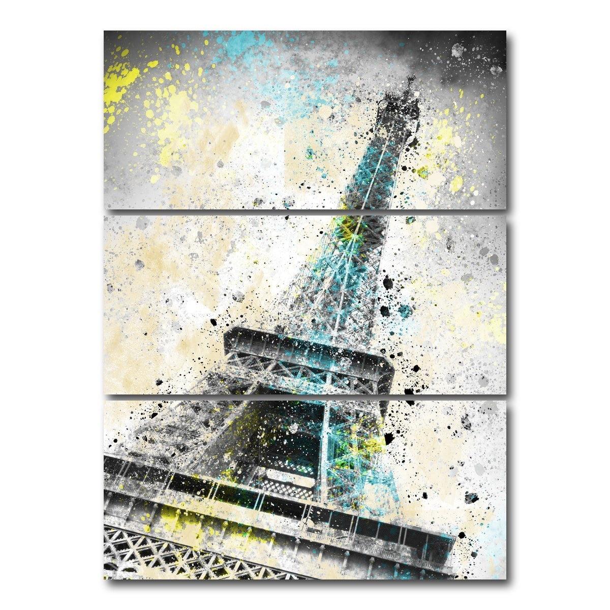 AUTO-MOCKUP WHITE | Eiffel Tower City Art | 3 Piece | Gallery Wrap Canvas | group=8x18_stacked
