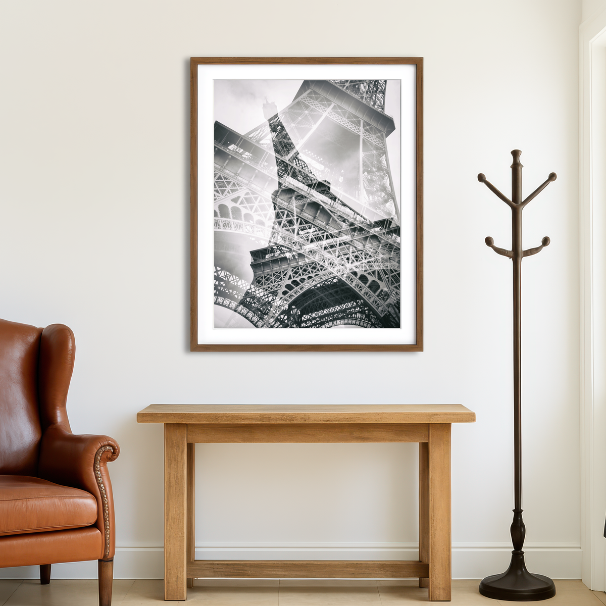 AUTO-MOCKUP ROOM | Eiffel Tower Double Exposure Wall Art