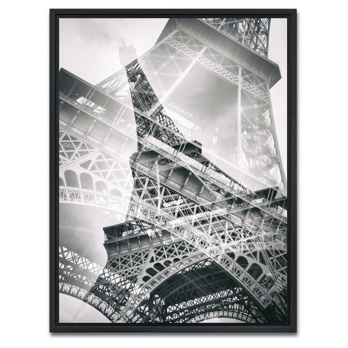 AUTO-MOCKUP WHITE | Eiffel Tower Double Exposure | 1 Piece | Black Framed Canvas | group=3x4