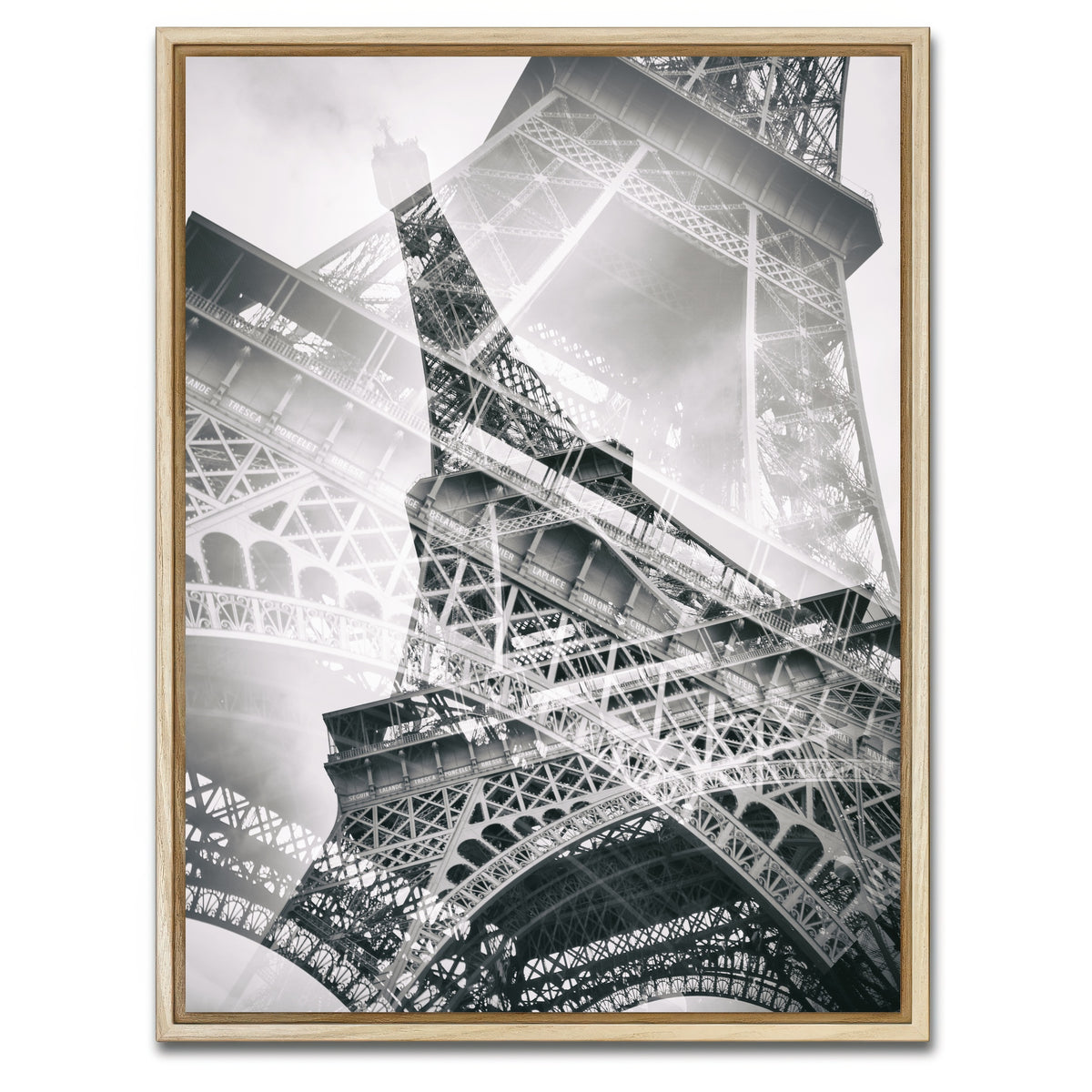 AUTO-MOCKUP WHITE | Eiffel Tower Double Exposure | 1 Piece | Natural Framed Canvas | group=3x4