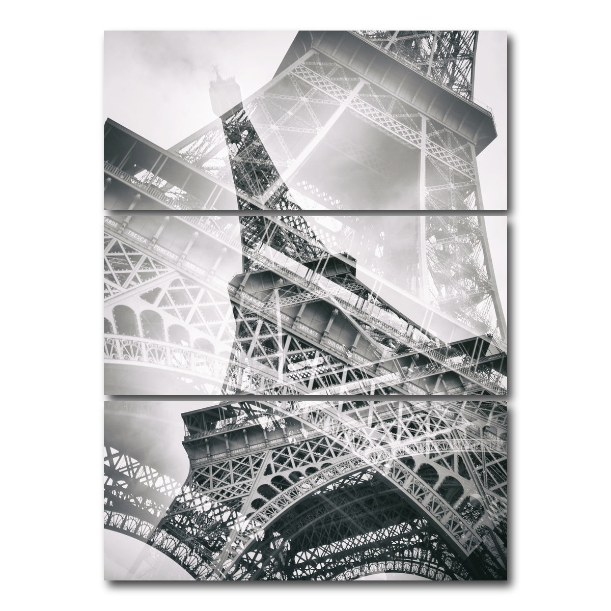 AUTO-MOCKUP WHITE | Eiffel Tower Double Exposure | 3 Piece | Gallery Wrap Canvas | group=8x18_stacked