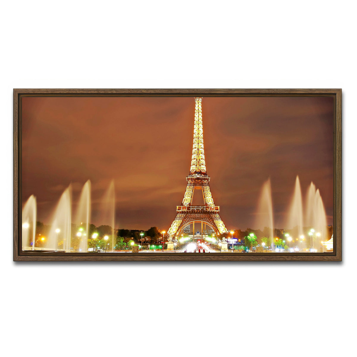 AUTO-MOCKUP WHITE | Eiffel Tower Paris | 1 Piece | Walnut Framed Canvas | group=2x1