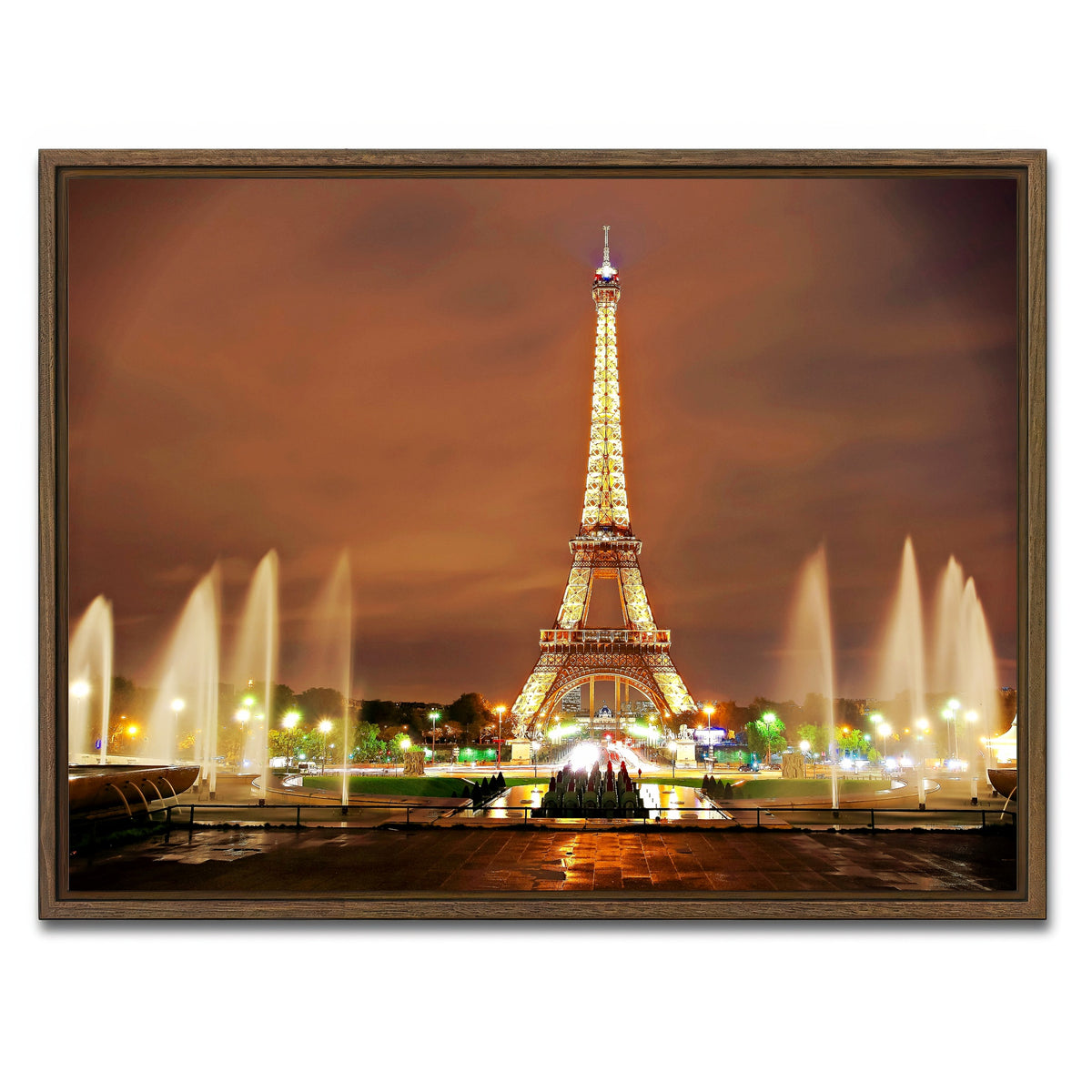 AUTO-MOCKUP WHITE | Eiffel Tower Paris | 1 Piece | Walnut Framed Canvas | group=4x3