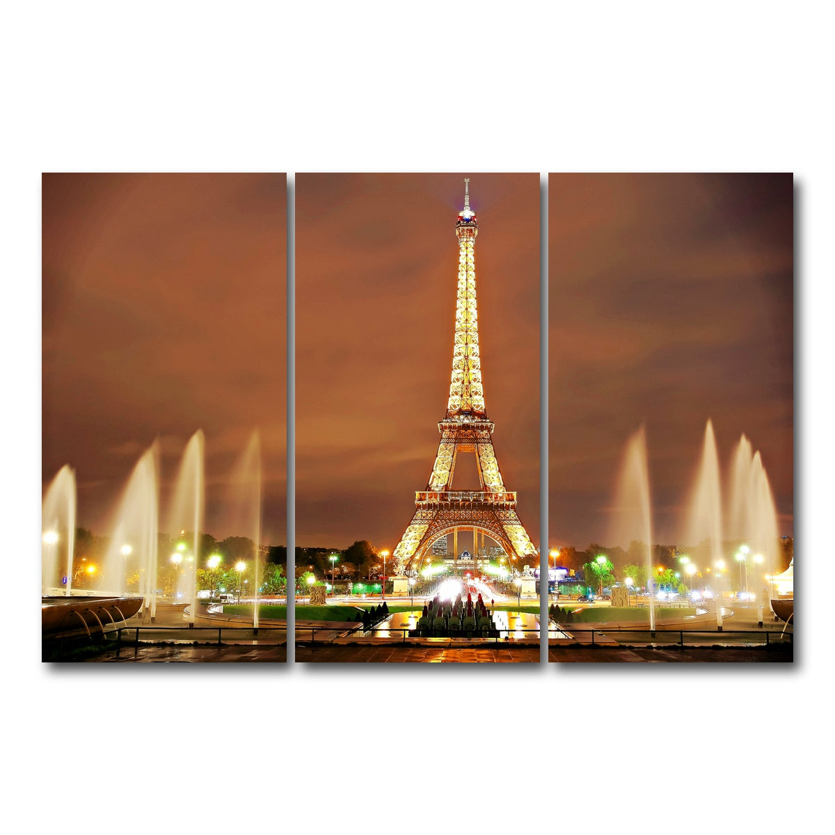 AUTO-MOCKUP WHITE | Eiffel Tower Paris | 3 Piece | Gallery Wrap Canvas | group=12x24